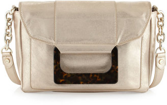 Elaine Turner Designs Olivia Distressed Metallic Leather Shoulder/Clutch Bag, Champagne