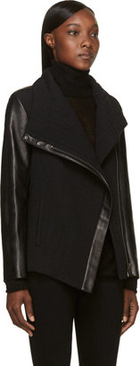 Helmut Lang Black Leather-Trimmed Blizzard Jacket