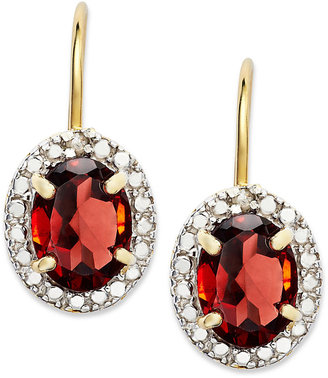 Townsend Victoria 18k Gold over Sterling Silver Earrings, Garnet (2-1/2 ct. t.w.) and Diamond Accent Bezel Leverback Earrings