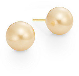 Majorica 9MM Champagne Pearl & Vermeil Stud Earrings