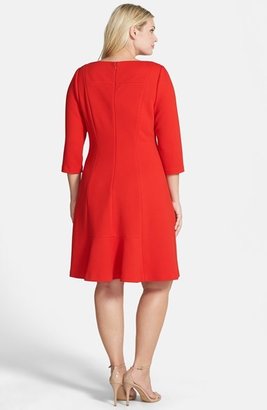 Adrianna Papell Knit Flounce Dress (Plus Size)