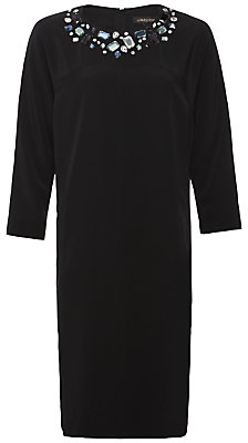 Jaeger Embellished Front Dress, Black
