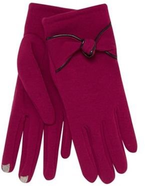 Isotoner Plum thermal knotted bow gloves