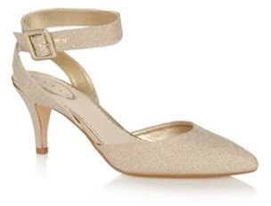 Debut Gold metallic pointed toe mid court shoes