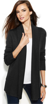 INC International Concepts Petite Ribbed-Knit Open-Front Cardigan