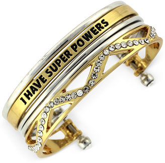 BCBGeneration Two-Tone "I Have Super Powers" Crystal Cutout Cuff Bracelet
