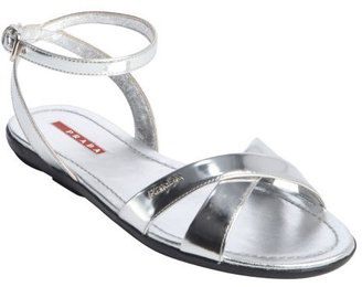 Prada silver leather anklestrap sandals