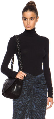 Enza Costa Cashmere Cuffed Turtleneck Cotton-Blend Sweater in Black