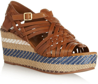 Tory Burch Raven woven-leather wedge sandals