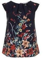 Dorothy Perkins Womens Billie and Blossom Navy butterfly shell top- Blue