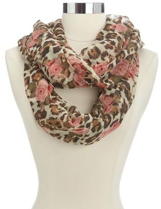 Charlotte Russe Floral Leopard Print Infinity Scarf