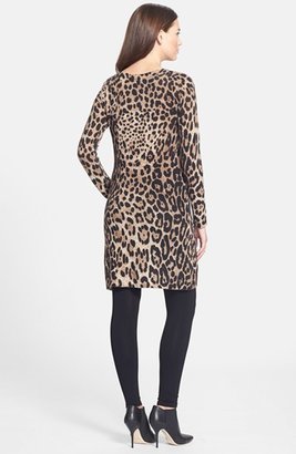 Sofia Cashmere Leopard Print Cashmere Sweater Dress