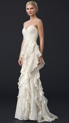 Badgley Mischka Strapless Gown with Ruffle