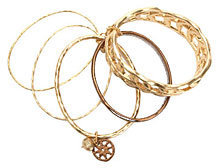 Sigrid Olsen Gold and Brown Multi Textuered Bangle Bracelets