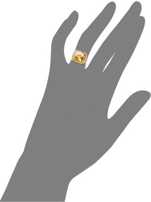 14k Gold Ring, Citrine (7-9/10 ct. t.w.) and Diamond (1/4 ct. t.w.) Cushion Cut Ring