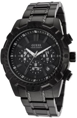 GUESS Men's Chronograph Black Dial Black Ion Plated Stainless Steel