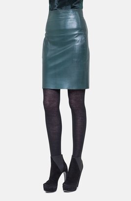Akris 'Mappa' High Waist Leather Skirt