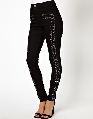ASOS Border Embellished Skinny Jeans - Black