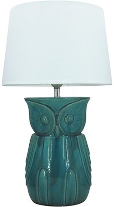 NF Living Owl Table Lamp, EC Cane Turquoise