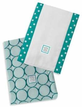 Swaddle Designs Jewel Tone Mod Circles Baby Burpies in Turquoise (Set of 2)