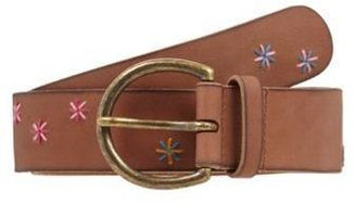 Mantaray Dark tan leather star embroidered belt