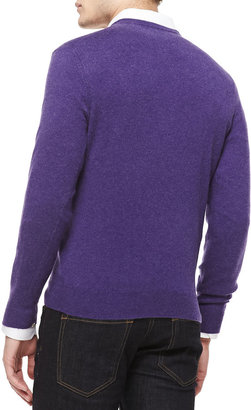 Neiman Marcus Cashmere V-Neck Sweater, Purple