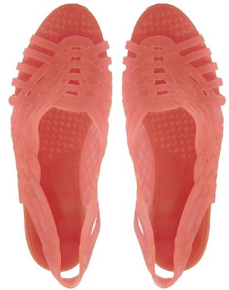 JuJu Petra Fluro Orange Slingback Flat Sandals