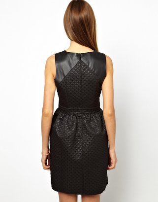 A/Wear A Wear Lace Dress With Leather Look Panel