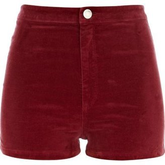 River Island Red corduroy high waisted shorts