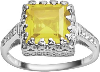 Sterling Silver Citrine & Lab-Created White Sapphire Crown Ring