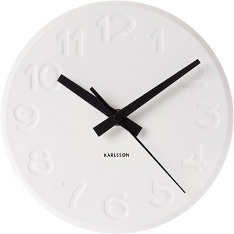 Karlsson Bold Engraved Numbers Wall Clock, 19cm, White
