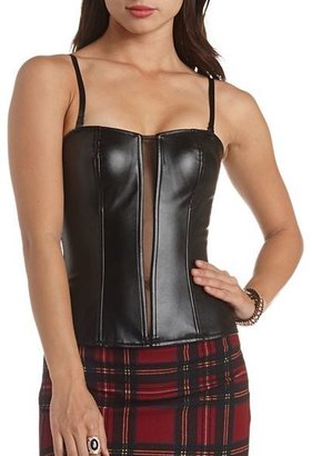 Charlotte Russe Mesh & Faux Leather Bustier
