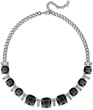 ABS by Allen Schwartz Silver-Tone Black Stone Collar Necklace