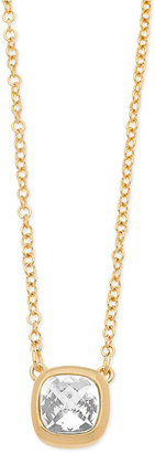T Tahari Gold-Tone Square-Cut Crystal Pendant Necklace