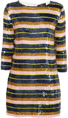 Suno Striped sequined cotton mini dress