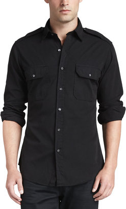 Ralph Lauren Black Label Casual Military Shirt, Black