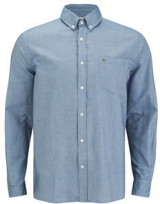 Lacoste Men's Oxford Long Sleeve Shirt Blue