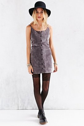 Babydoll Cooperative Brushed Corduroy Button-Front Dress