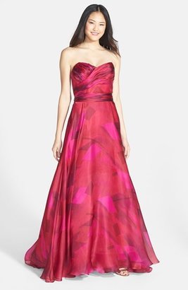 Mikael AGHAL Ruched Silk Organza Strapless Gown