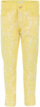 7 For All Mankind Yellow Brocade Skinny Jeans