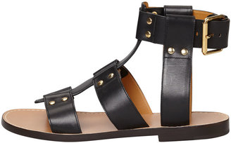 Chloé Flat Studded Leather Sandal, Black