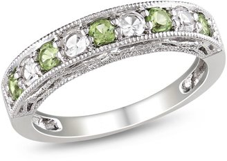 Diamore™ 3/4 CT Peridot and Created White Sapphire Fashion Ring in Silver