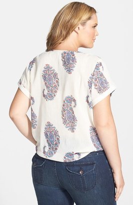 Lucky Brand Tie Front Paisley Top (Plus Size)