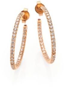 Roberto Coin Diamond & 18K Rose Gold Inside-Outside Hoop Earrings/1"