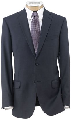 Jos. A. Bank Traveler Slim Fit 2-Button Suits with Plain Front Trousers Extended Sizes- Blue Sharkskin