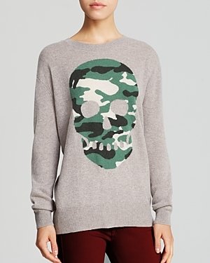 Aqua Cashmere Sweater - Camo Skull