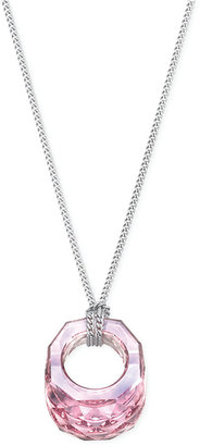 Swarovski Rhodium-Plated Light Rose Crystal Pendant Necklace