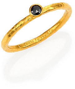 Gurhan Delicacies Black Diamond & 24K Yellow Gold Stackable Ring