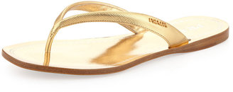 Prada Metallic Saffiano Flip-Flop, Gold