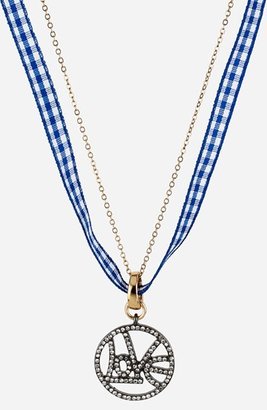 Betsey Johnson 'Vintage Bow - Love' Pavé Pendant Necklace